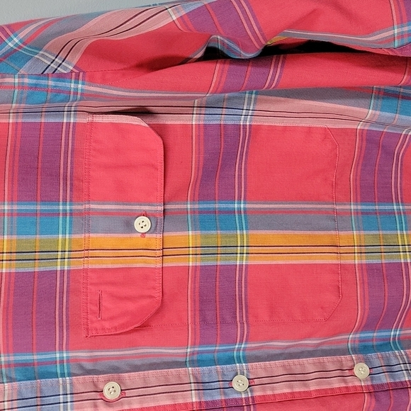 Henry Grethel Pink Plaid Button Down Men's Shirt size Large Bright Neon - Picture 4 of 10